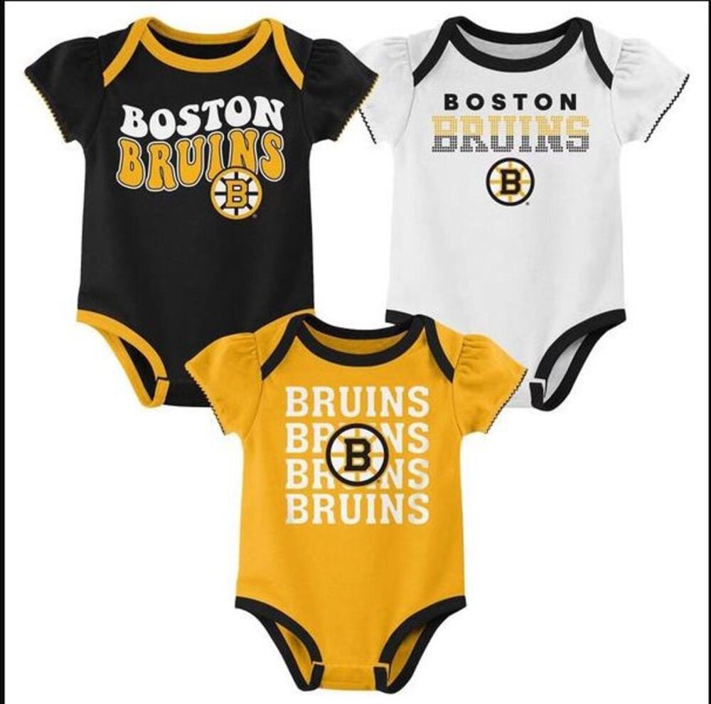NHL Boston Bruins Baby/Infant Girls Bodysuits 3 Pack 18M NWT Hockey